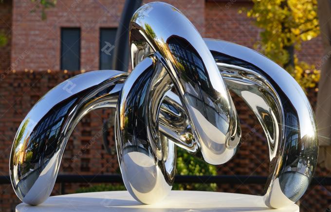 Mirror Polished Stainless Steel Architectural Carving Kont Sculpture 0
