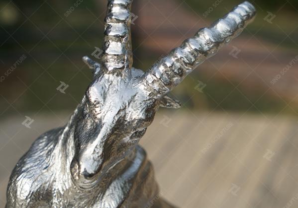 Vivid Polished Stainless Steel Standing Goat Decoration Sculpture 1