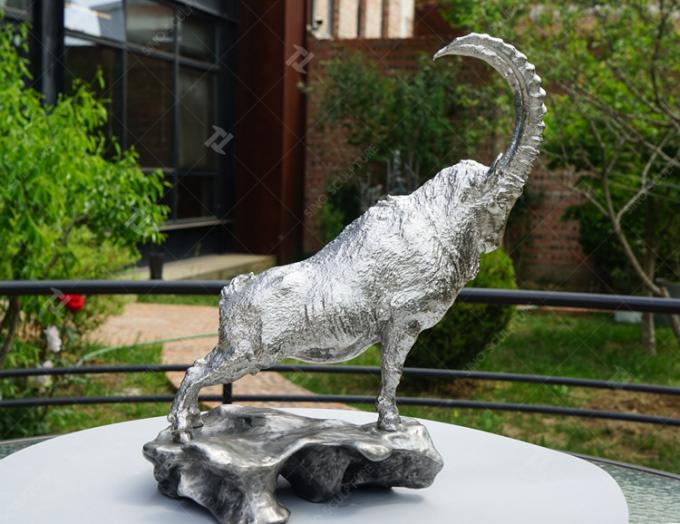 Custom  Stainless Steel Cast Fighting Goat Sculpture For Wholesale 0