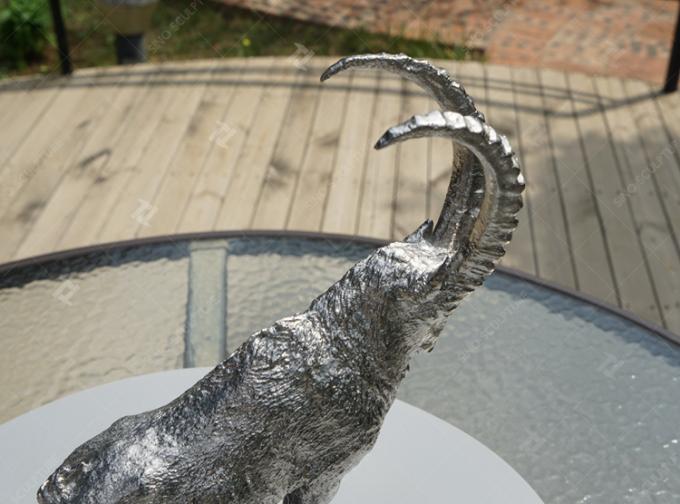 Custom  Stainless Steel Cast Fighting Goat Sculpture For Wholesale 1