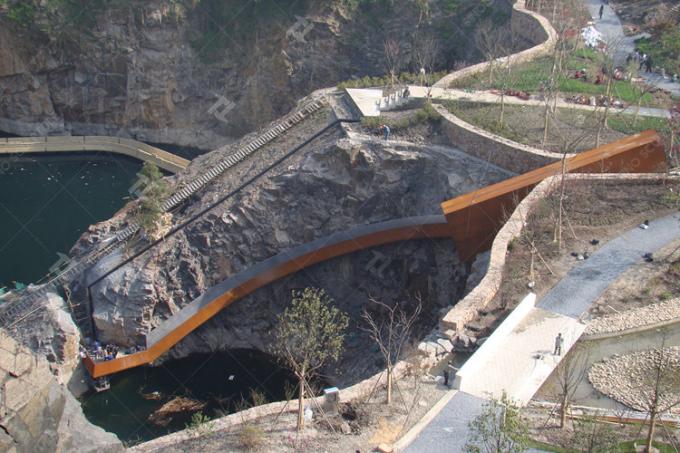 68M Long Curved Corten Steel Facade Large Size For Plank Road 0