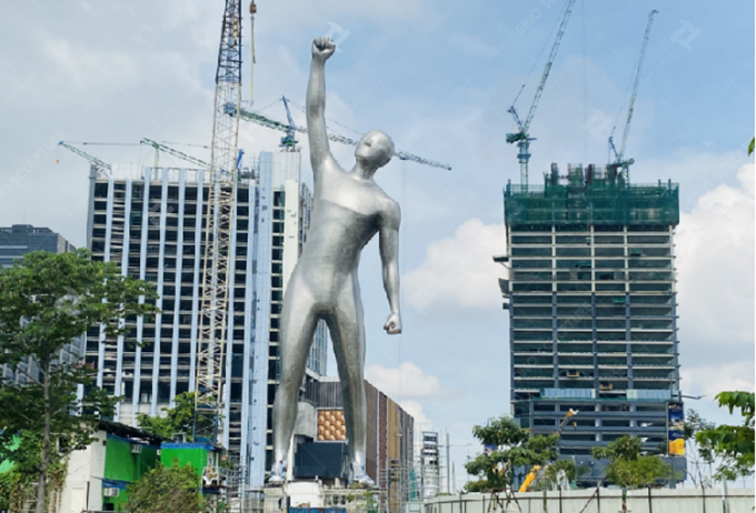 55.5M High Customized Perforated Metal Sculpture , Contemporary Steel Sculpture 0