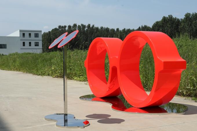 Red Stainless Steel Outdoor Art Glasses Sculpture Hand Forged 0