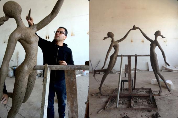 The completion of the cast bronze Figure