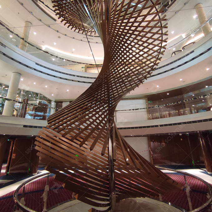 Painted Stainless Steel Atrium Sculpture For A Giant Cruise Ship In Italy 2