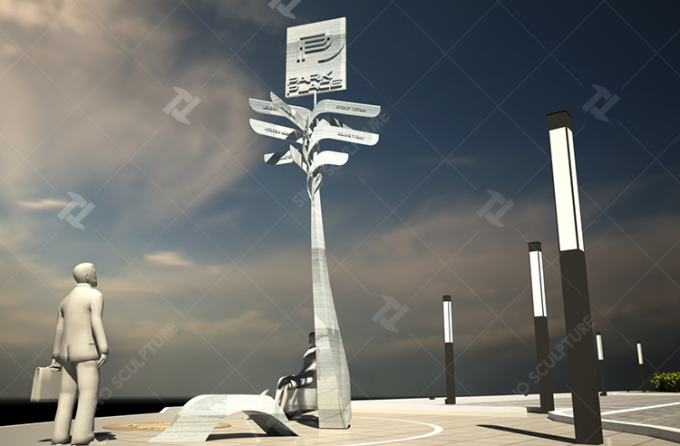 Stainless Steel Forged Road Sign Sculpture,Ulaanbaatar,Mongolia 1