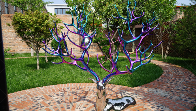 Color Titanium Plating Stainless Steel Casting Deer Artistic Sculpture 0