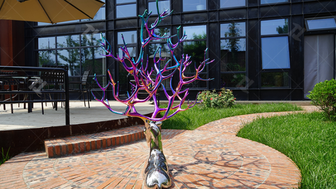 Color Titanium Plating Stainless Steel Casting Deer Artistic Sculpture 1