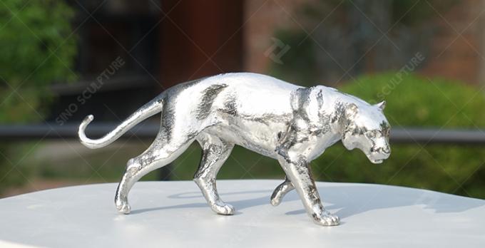 Cast Stainless Steel Sculpture , Large Metal Cheetah Sculpture For Garden 0