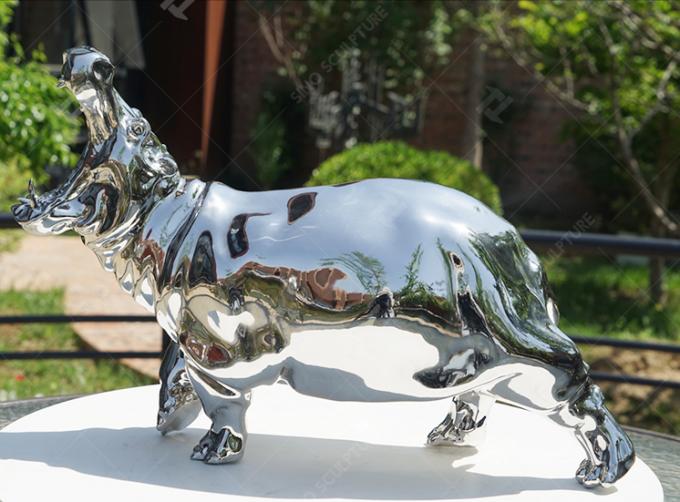 Extremely High Polished Stainless Steel Cast Animal Sculpture Hippo 0