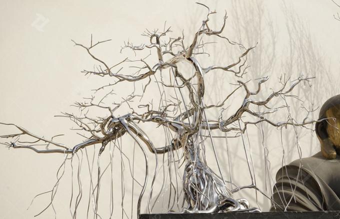 Commissioned Mirror Polished Casting Stainless Steel Little Tree Sculpture 1