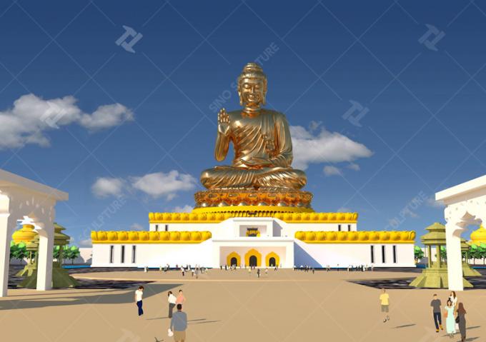 Hand Forged Large Bronze Buddha Statue Gilded Surface For Temple 1