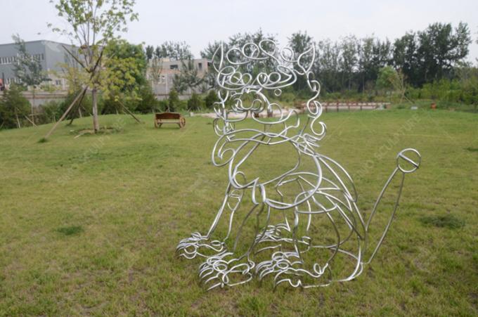 Stainless Steel Pipe Sculpture Outdoor Decoration Tiger Sculpture 