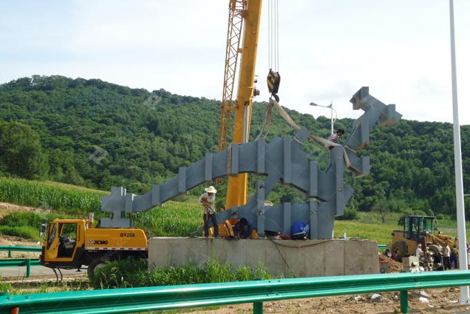 Contemporary Outdoor Red Spray Painted Steel Sculpture By Highway 0