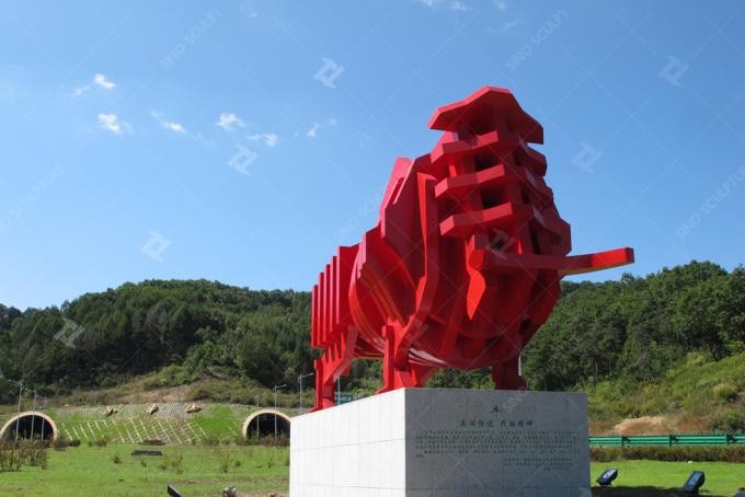Large Outdoor Spray Painted Steel Cow Metal Sculpture For Decoration By Highway 3