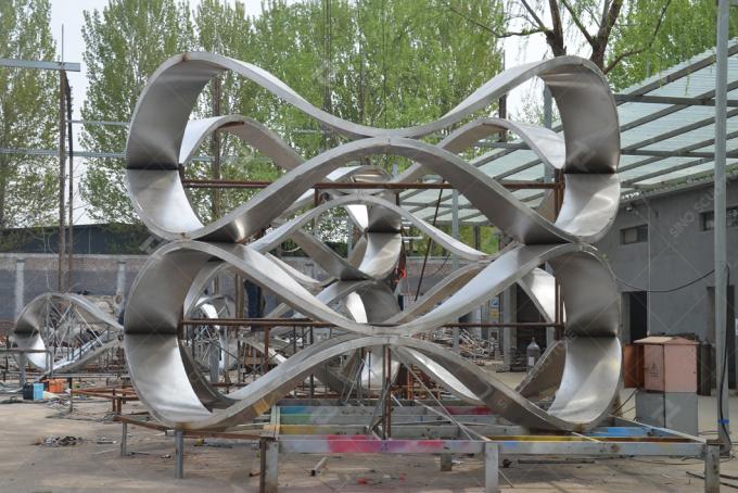 Large Stainless Steel Light Sculpture With Red Painted Surface For Outdoor Decoration 1