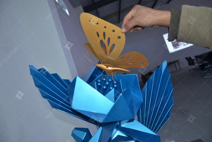 Large Stainless Steel butterfly Sculpture With blue Painted Surface For Outdoor Decoration 0