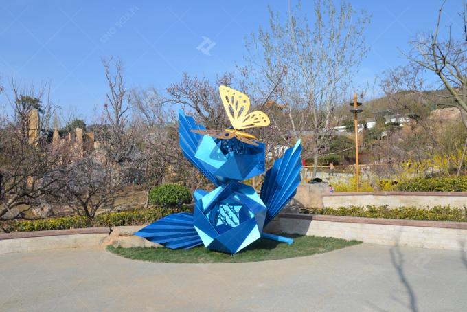 Large Stainless Steel butterfly Sculpture With blue Painted Surface For Outdoor Decoration 1