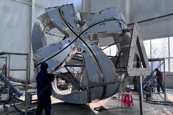 Custom Stainless Steel Sphere Sculpture With Matte Surface For Outdoor Decoration 1