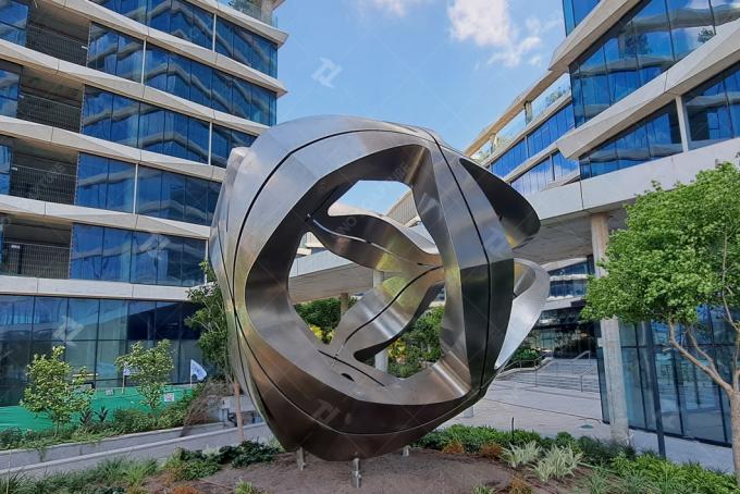 Custom Stainless Steel Sphere Sculpture With Matte Surface For Outdoor Decoration 4