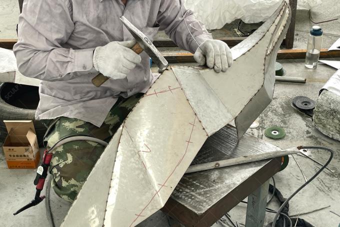 Mirror Polished Stainless Steel Monument Sculpture Flying seagull and fish sculpture 1