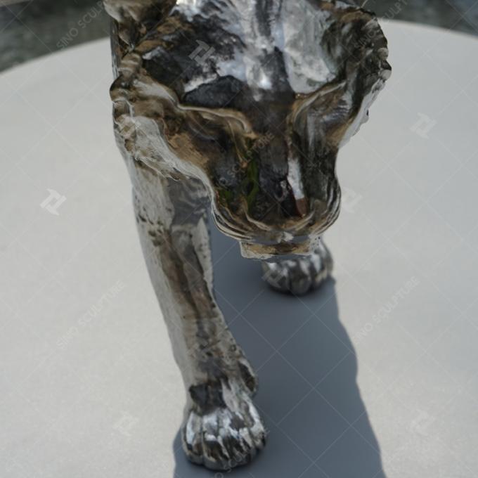 Mirror-Polished Stainless Steel Cast Tiger Animal Sculpture 0