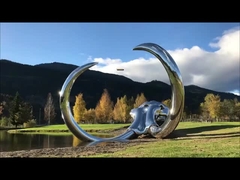 5.3m hoge spiegel gepolijst roestvrij staal openbare mammoetsculptuur