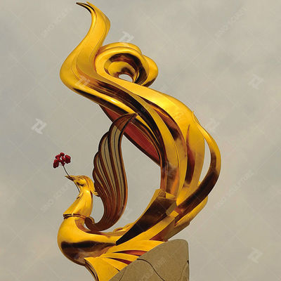 quality  Modern Large Bronze Sculpture Outdoor Bronze Phoenix Statue With Surface Gold Leaf Foil factory