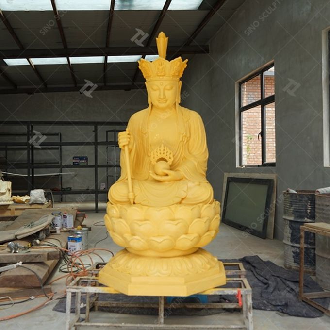Gold Leaf Bronze Sitting Ksitigarbha Bodhisattva Statue 1